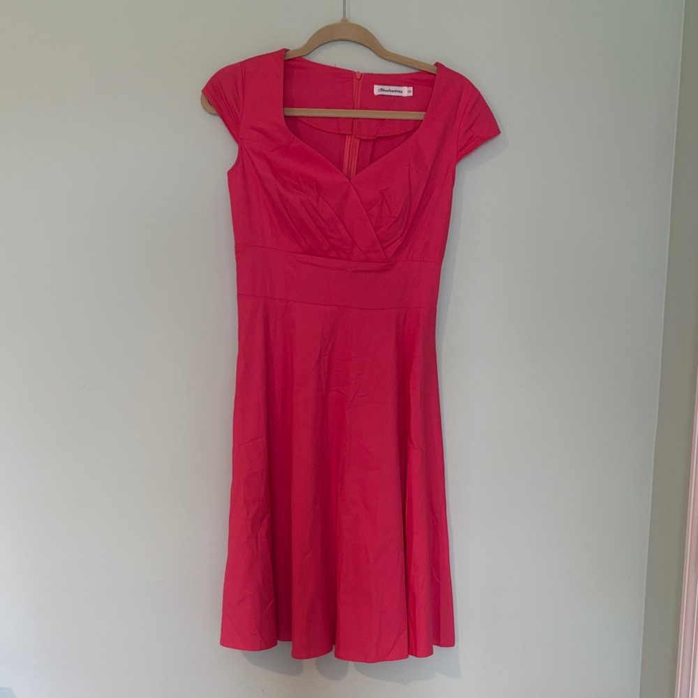 Amazon Pink Cap Sleeve Midi Dress